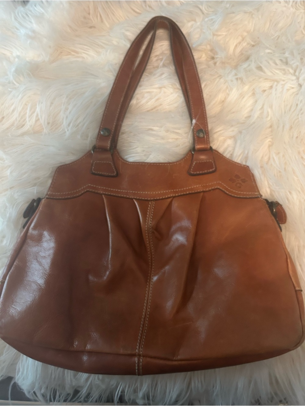 Patricia Nash Brown Genuine Leather Double Handle Satchel Bag - Picture 12 of 12